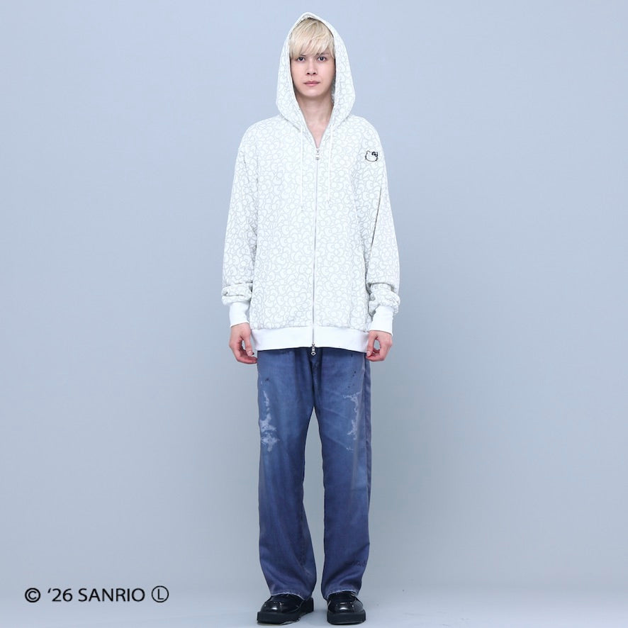 HELLO KITTY RIBBON ZIP PARKA WHITE/BLACK TR-162