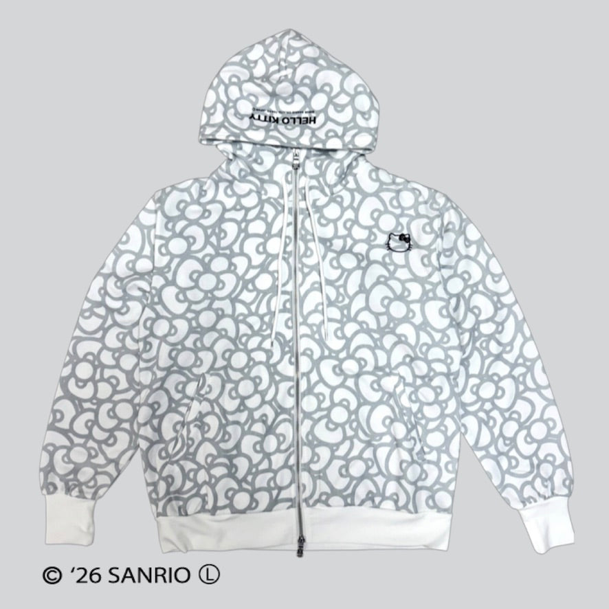 HELLO KITTY RIBBON ZIP PARKA WHITE/BLACK TR-162