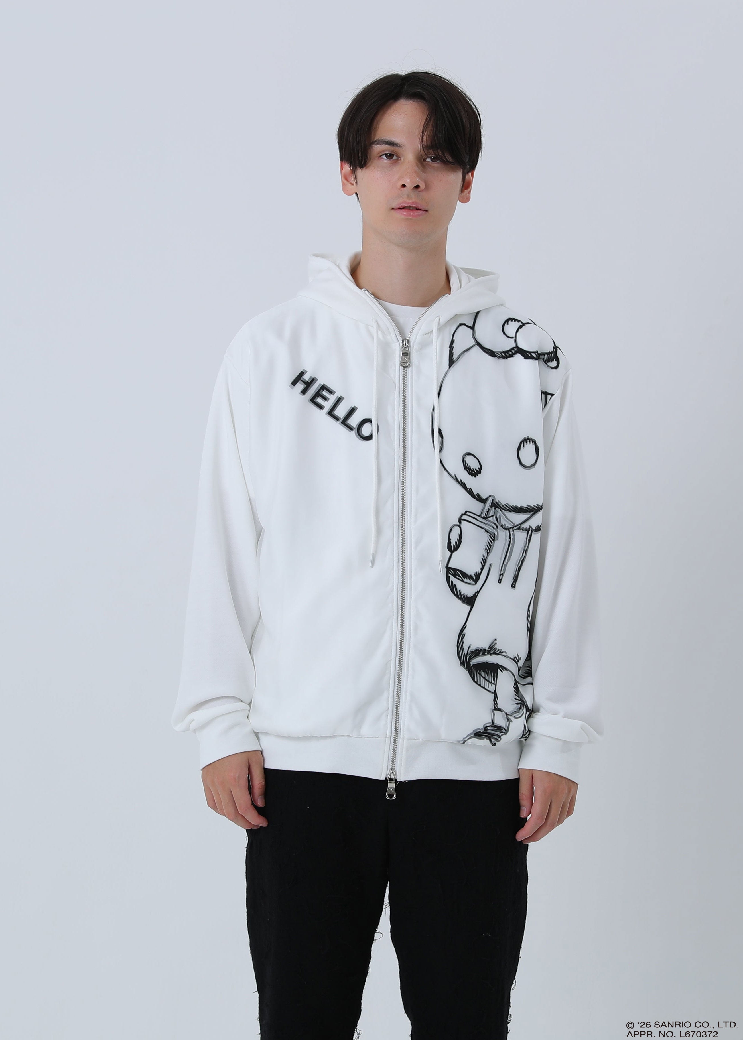 HELLO KITTY ZIP PARKA SKETCH TR-103 WHITE – TRIPPY MIKIO ART