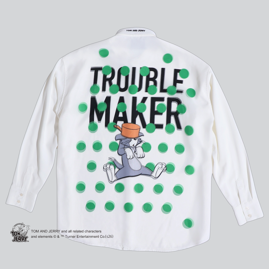 TOM&JERRY TROUBLE MAKER LONG SHIRT WHITE TR-159