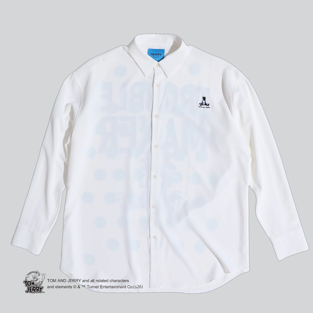 TOM&JERRY TROUBLE MAKER LONG SHIRT WHITE TR-159