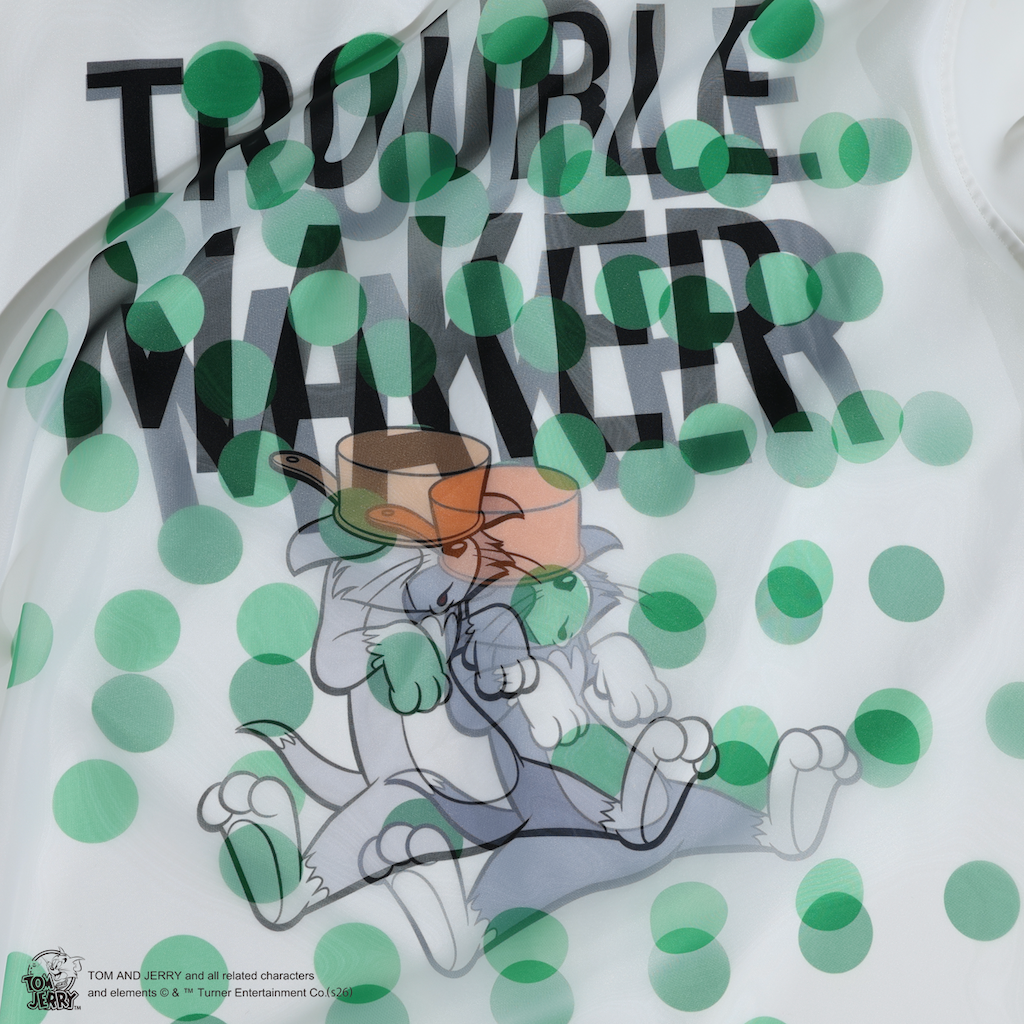 TOM&JERRY TROUBLE MAKER LONG SHIRT WHITE TR-159
