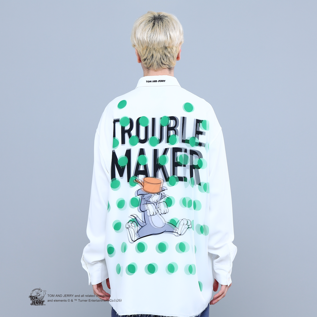 TOM&JERRY TROUBLE MAKER LONG SHIRT WHITE TR-159