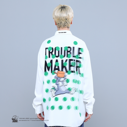 TOM&JERRY TROUBLE MAKER LONG SHIRT WHITE TR-159