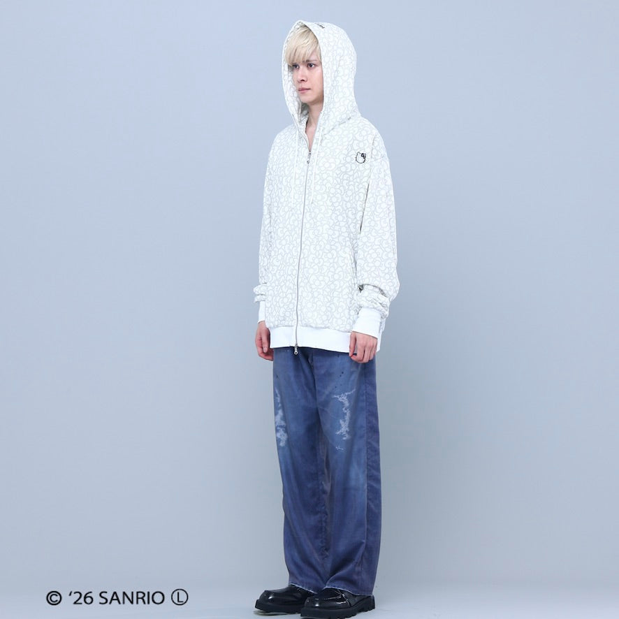 HELLO KITTY RIBBON ZIP PARKA WHITE/BLACK TR-162