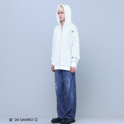 HELLO KITTY RIBBON ZIP PARKA WHITE/BLACK TR-162