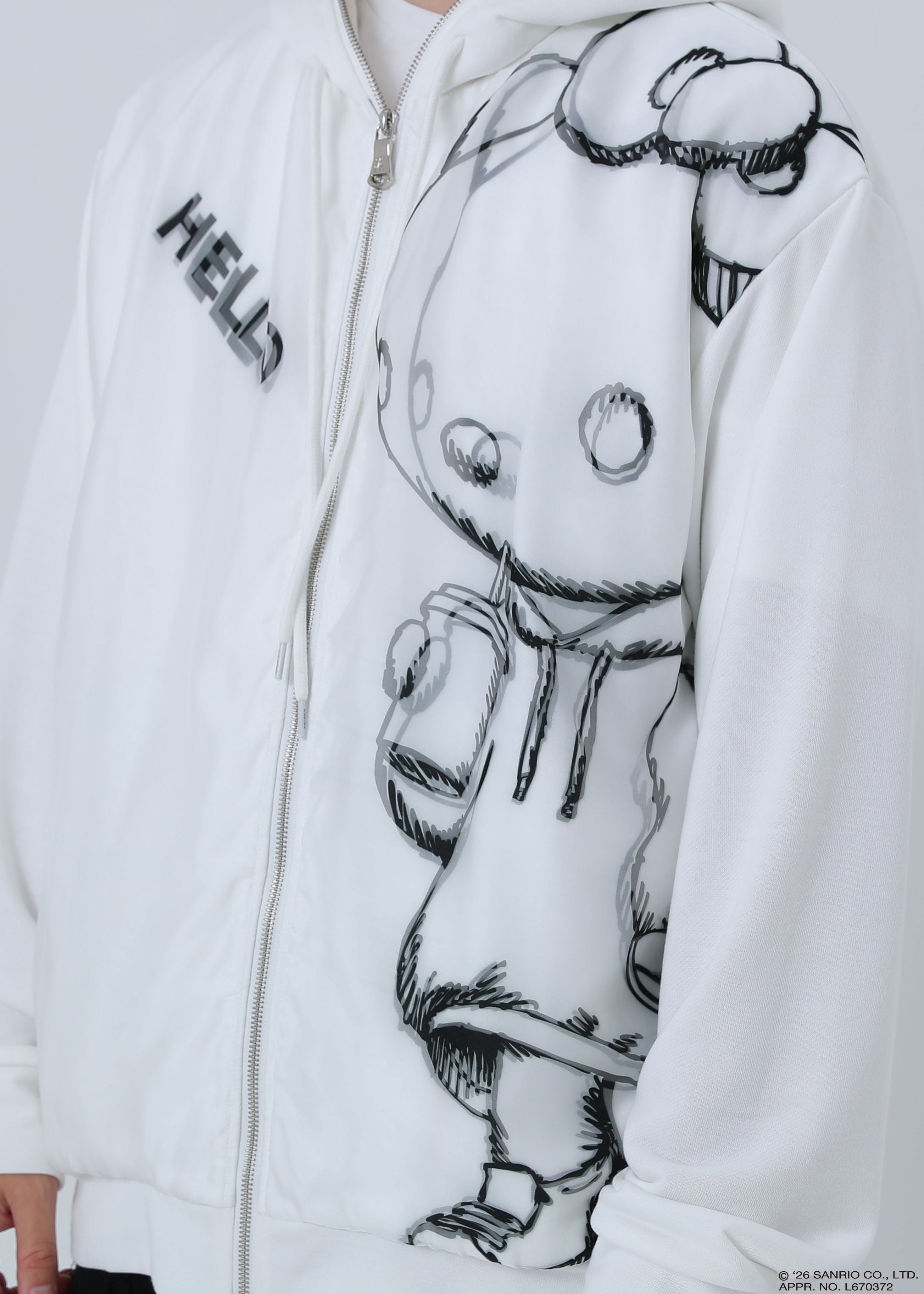 HELLO KITTY ZIP PARKA SKETCH TR-103 WHITE – TRIPPY MIKIO ART