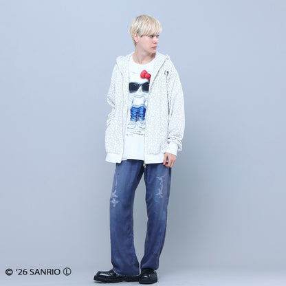 HELLO KITTY RIBBON ZIP PARKA WHITE/BLACK TR-162