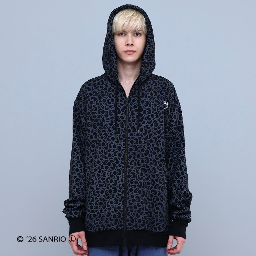 HELLO KITTY RIBBON ZIP PARKA WHITE/BLACK TR-162